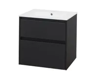 Opto, koupelnová skříňka s keramickým umyvadlem, černá, 2 zásuvky, 610x580x460 mm Opto, koupelnová skříňka s keramickým umyvadlem, černá, 2 zásuvky, 610x580x460 mm