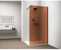 POLYSAN ESCA BLACK MATT jednodílná sprchová zástěna k instalaci ke stěně, sklo Marron, 1400 mm