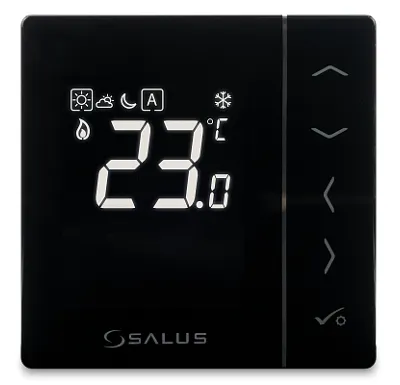 SALUS Digitální manuální termostat 230V - černý VS35B, Drátové