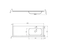 SAPHO ARUBA umyvadlo, Rockstone, 200x51,5cm, pravé, bílá mat (8)