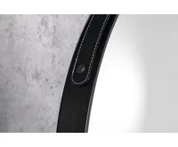 AQUALINE STAGO kulaté zrcadlo ø 60cm, kožený pásek, černá mat (6)