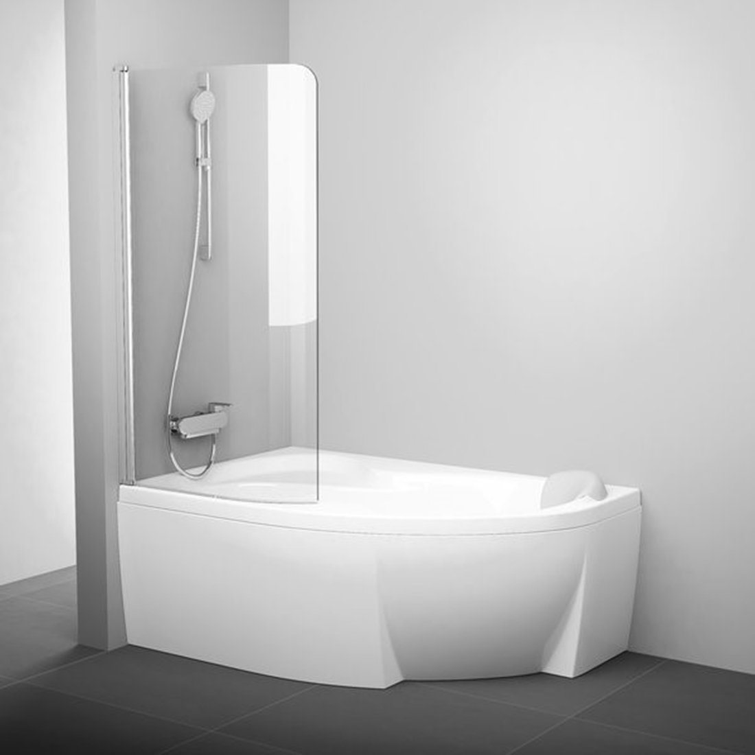 Ravak vanová zástěna cvsk1 rosa 140/150 l satin+transparent