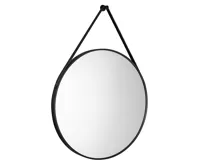 AQUALINE STAGO kulaté zrcadlo ø 60cm, kožený pásek, černá mat AQUALINE STAGO kulaté zrcadlo ø 60cm, kožený pásek, černá mat