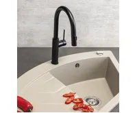 SAPHO FLAWO stojánková dřezová baterie s výsuvnou sprškou, černá mat (3)