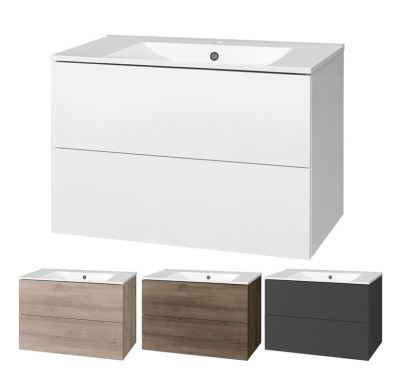 Aira, koupelnová skříňka s keramickým umyvadlem 80 cm, šedá