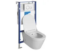 Závěsné WC AVVA CLEANWASH , integr. baterie a bidet. sprška s podomítkovou nádržkou a tlačítkem Schwab, bílá (3)