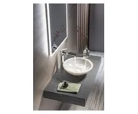 SAPHO BLOK kamenné umyvadlo na desku Ø 40cm, leštěný bílý mramor (1)