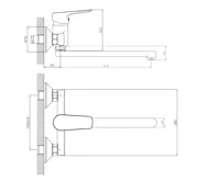 AQUALINE LOTTA nástěnná baterie, ramínko ploché, chrom (2)