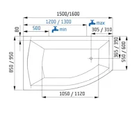 Santech akrylátová vana Fiona levá 1600x950 (1)