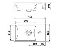 SAPHO MINOS keramické umývátko, 45x26cm, baterie vpravo, bílá (7)