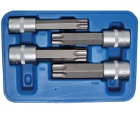 BGS Hlavice nástrčné, 12,5 mm (1/2&quot;), MAXI, T-profil (pro Torx) s otvorem, 4dílná sada