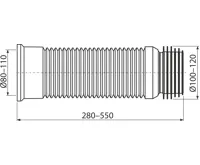 ALCAPLAST Flexi napojení k volně stojícímu WC, 80–110 mm × 90–110 mm, délka 280–550 mm, PP, bílé A97 (1)