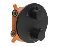 SAPHO Podomítková sprchová termostatická baterie, box, 2 výstupy, černá mat (1)