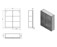 AQUALINE VEGA galerka, 60x70x18cm, dub platin (7)