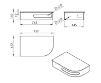 SAPHO PULSE rohový stolek s umyvadlem 755x455mm, levý, nerez mat (2)