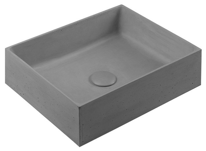 SAPHO FORMIGO betonové umyvadlo na desku, včetně výpusti, 47,5x36,5cm, šedá