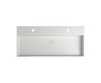 SAPHO QUADRADO betonové dvojumyvadlo včetně výpusti, 96x44cm, bílý pískovec (1)