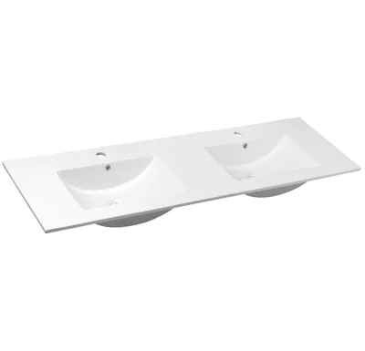 SAPHO SLIM keramické dvojumyvadlo, nábytkové, 150x46cm, bílá