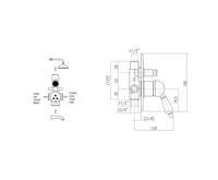 SAPHO KIRKÉ BLACK podomítková sprchová baterie, 2 výstupy, černá páčka, chrom (2)