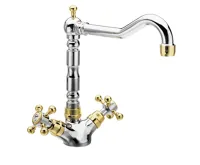 SAPHO ANTEA stojánková dřezová baterie s retro hubicí, chrom/zlato SAPHO ANTEA stojánková dřezová baterie s retro hubicí, chrom/zlato