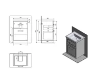 AQUALINE FAVOLO umyvadlová skříňka 52x72,5x44cm, bílá mat (10)