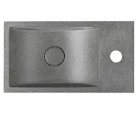 SAPHO CREST R betonové umývátko, nástěnné, včetně výpusti, 40x22cm, černý granit (5)