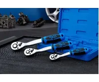 BGS Sada přepínacích ráčen, jemně ozubených, 6,3 mm (1/4"), 10 mm (3/8"), 12,5 mm (1/2"), 3 (6)