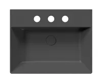 GSI KUBE X keramické umyvadlo 60x47cm, broušená spodní hrana, 3 otvory, černá mat (4)