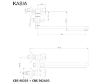 Nástěnná baterie do byt. jádra, Kasia, 150 mm, s ramínkem 300 mm, bez příslušenství, chrom (1)