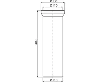 ALCAPLAST Dopojení k volně stojícímu WC, přímé, DN 110, délka 400 mm, PP, bílé A91-400 (1)