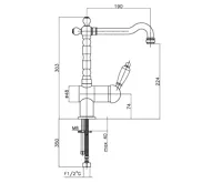 SAPHO KIRKÉ BLACK stojánková dřezová baterie, černá páčka, chrom (2)