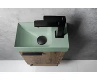 SAPHO PICCOLINO betonové umývátko 30,8x17cm, baterie vpravo, zelená mat (5)