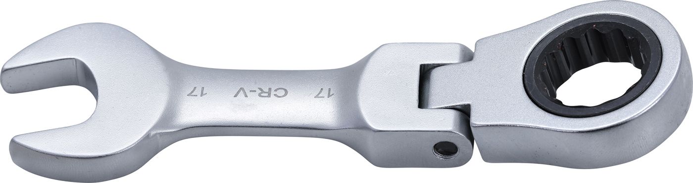 BGS Ráčnový očkoplochý klíč, krátký, kloubový, 17 mm