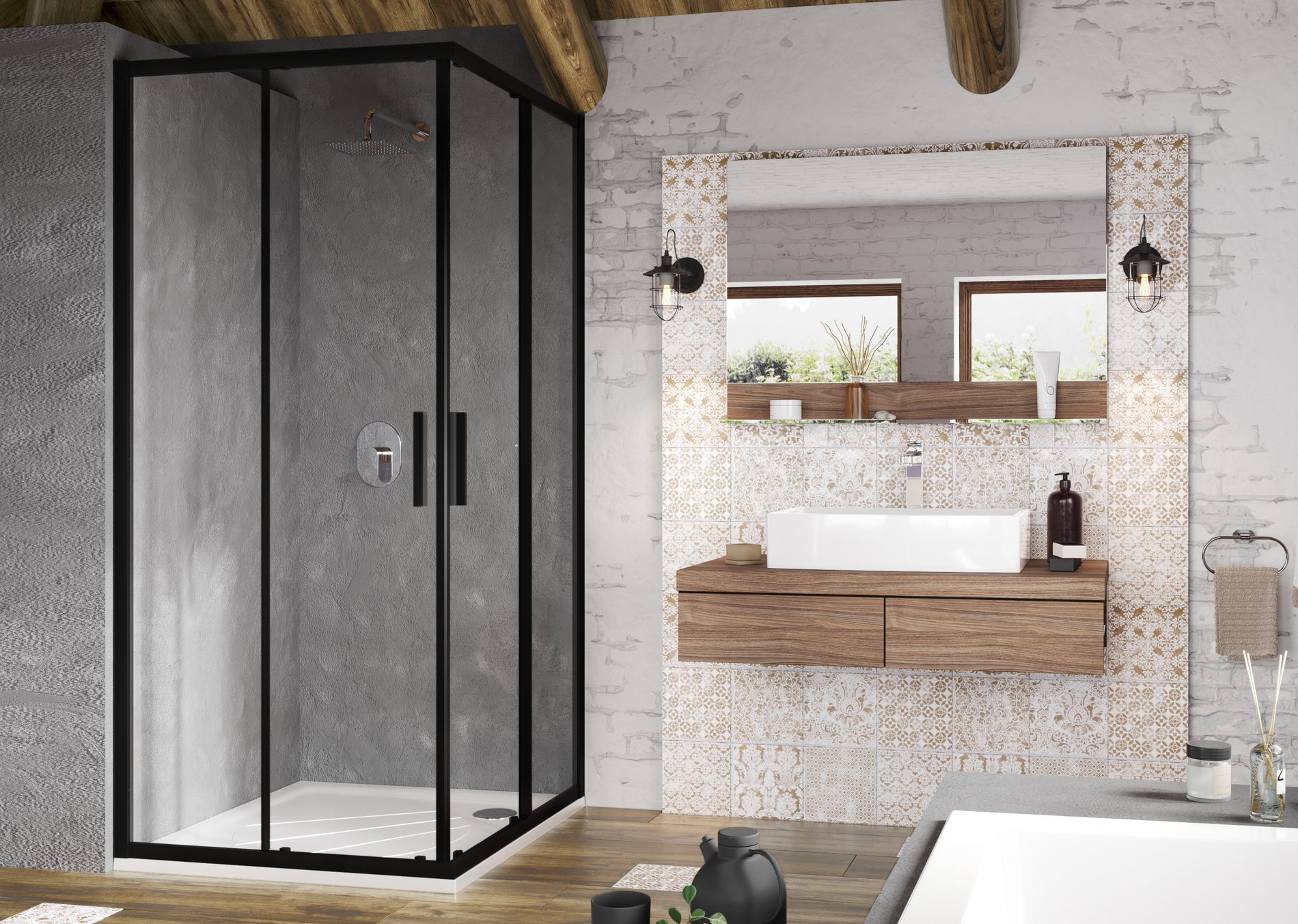 Ravak sprchový kout blsrv2-90 černá+transparent