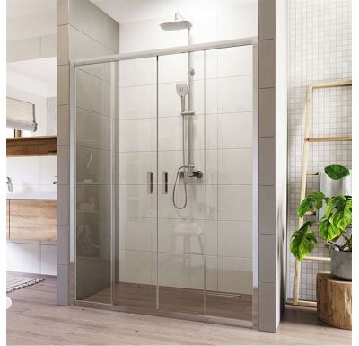 Sprchové dveře, Lima, čtyřdílné, zasunovací, 140x190 cm, chrom ALU, sklo Čiré