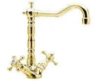 SAPHO ANTEA stojánková umyvadlová baterie s retro hubicí s výpustí, zlato