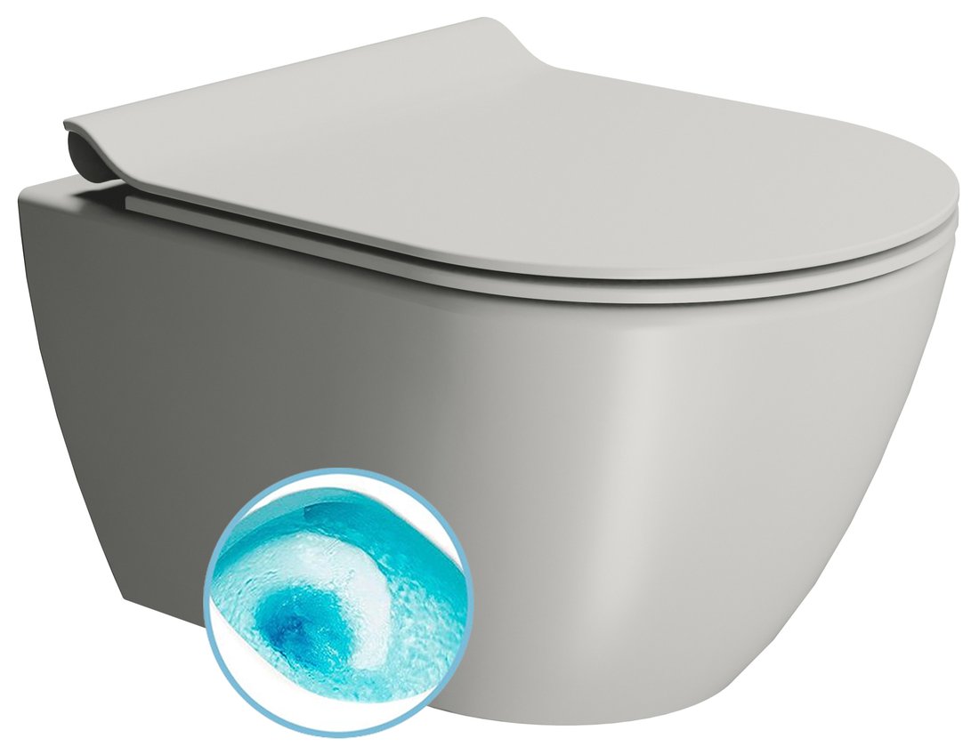Gsi pura závěsná wc mísa, swirlflush, 36x50cm, cenere dual-mat