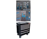 BGS Vozík dílenský, 7 zásuvek, velmi malá konstrukční výška, s 209 nástroji