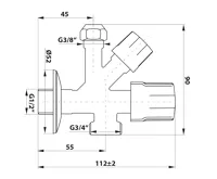 BRUCKNER Kombinovaný ventil 1/2"x3/4"x3/8", chrom (2)