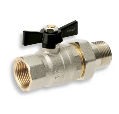 NOVASERVIS Luxusní plnoprůtočný kohout s motýlkem a šroubením ŠM 3/4" - KSH2
