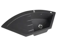 SAPHO Granitový vestavný dřez rohový s odkapem, 114x57,5cm, černá (3)