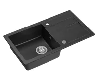 SAPHO Granitový vestavný dřez s odkapem, 77x44cm, černá (3)