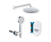 Sprchová sada s termostatickou podomítkovou tlačítkovou baterií - 2-cestná - oválný kryt