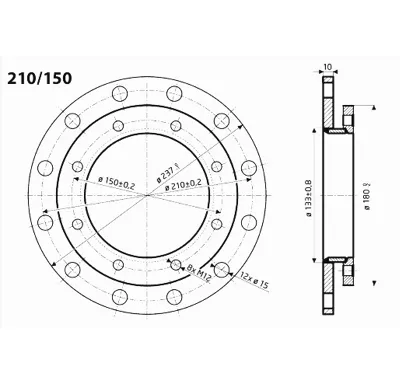 Dražice redukční příruba 210/150