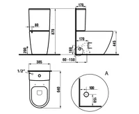 SAPHO TURKU WC kombi, zvýšený sedák, Rimless, spodní/zadní odpad, bílá (10)
