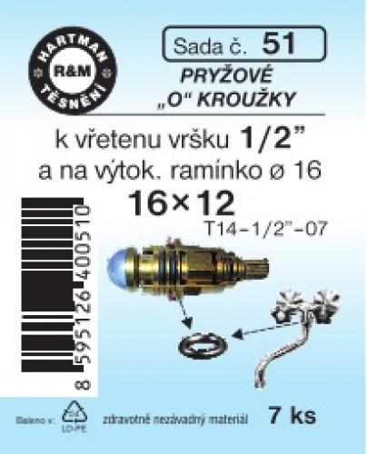 Hartman sada č.  51: sada "o" kr.vřetena bater. 1/2" - 16x12 - 7x5005
