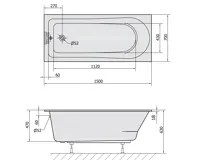 POLYSAN LISA SLIM obdélníková vana 150x70x47cm, bílá (6)