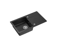 SAPHO Granitový vestavný dřez s odkapem, 77x44cm, černá (1)