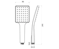 SAPHO Ruční sprcha, 245mm, silikon trysky, ABS/černá mat (2)