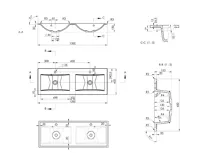 SAPHO YUKON dvojumyvadlo, litý mramor, 120x45cm, bílá (7)